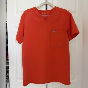 Figs Men's Bright Orange V-Neck (XS) and Jogger Set (SMALL)